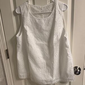 White Eyelet Sleeveless Top